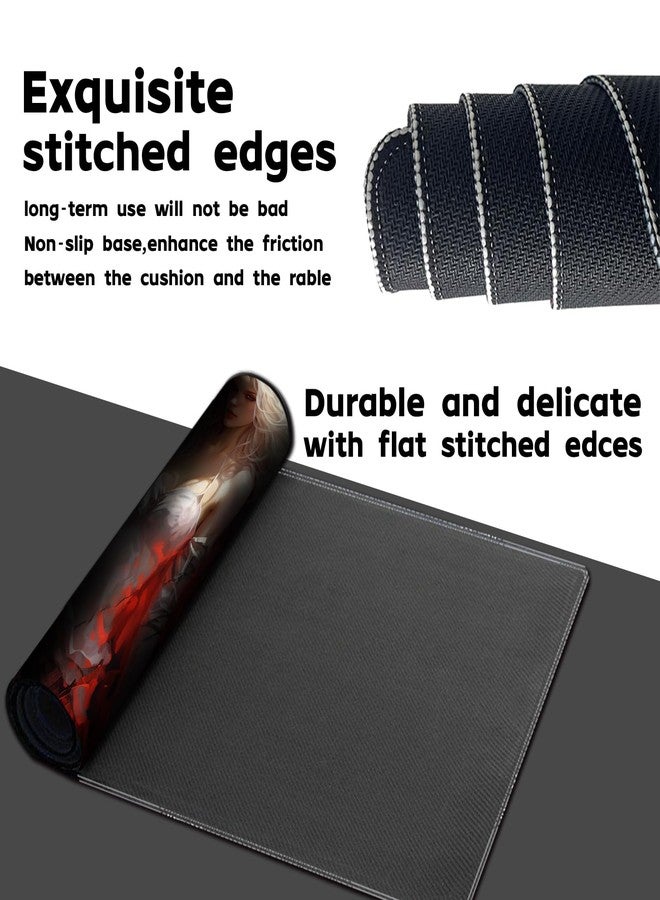 April Space Playmat Board Game MTG Duel Playmat Trading Card 24 x 14in Stitching Edges Compatible for TCG CCG RPG OCG with Card Zones Including Storage Bags (No Zone,Shining Angel) - Image 4